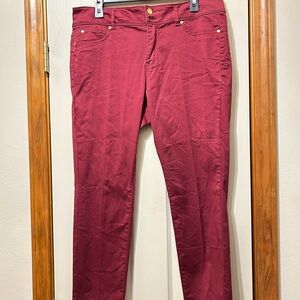 IMAN Burgundy/Wine Trousers with Gold Accent